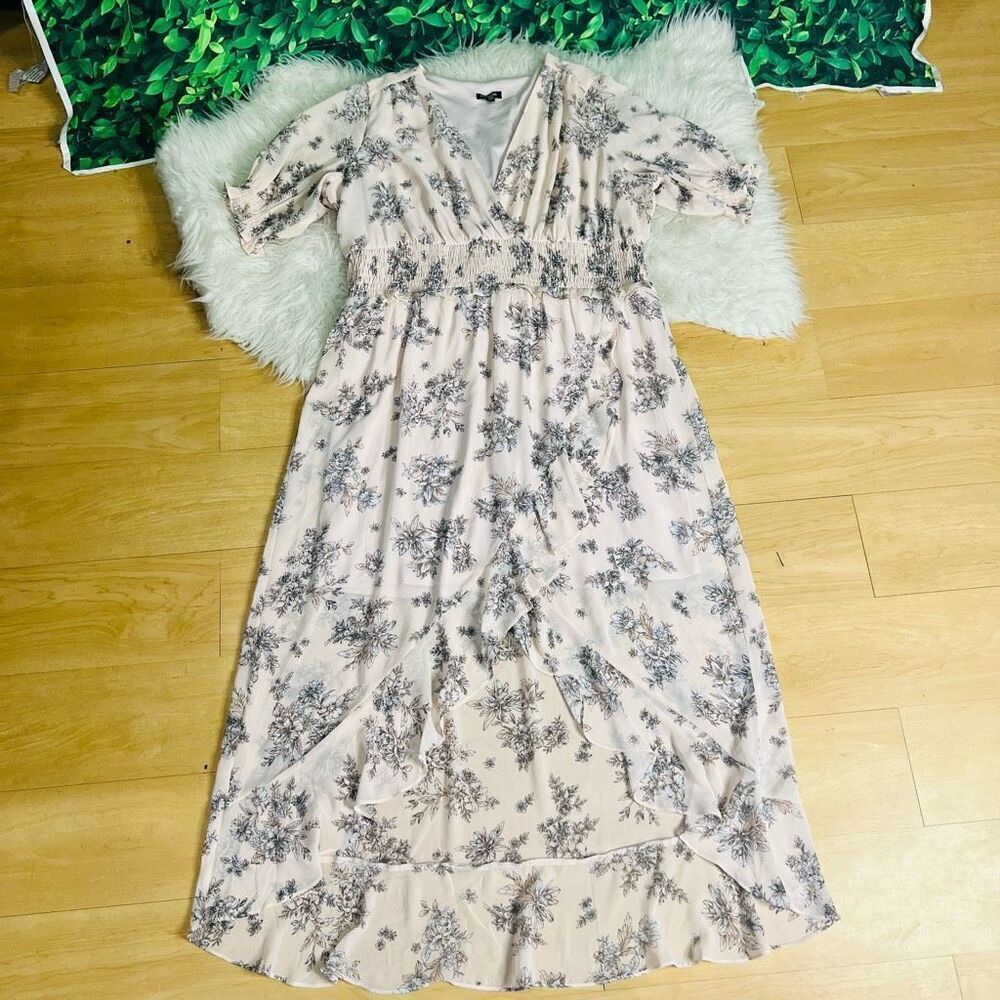 Express pink floral spring and summer party dress plus size